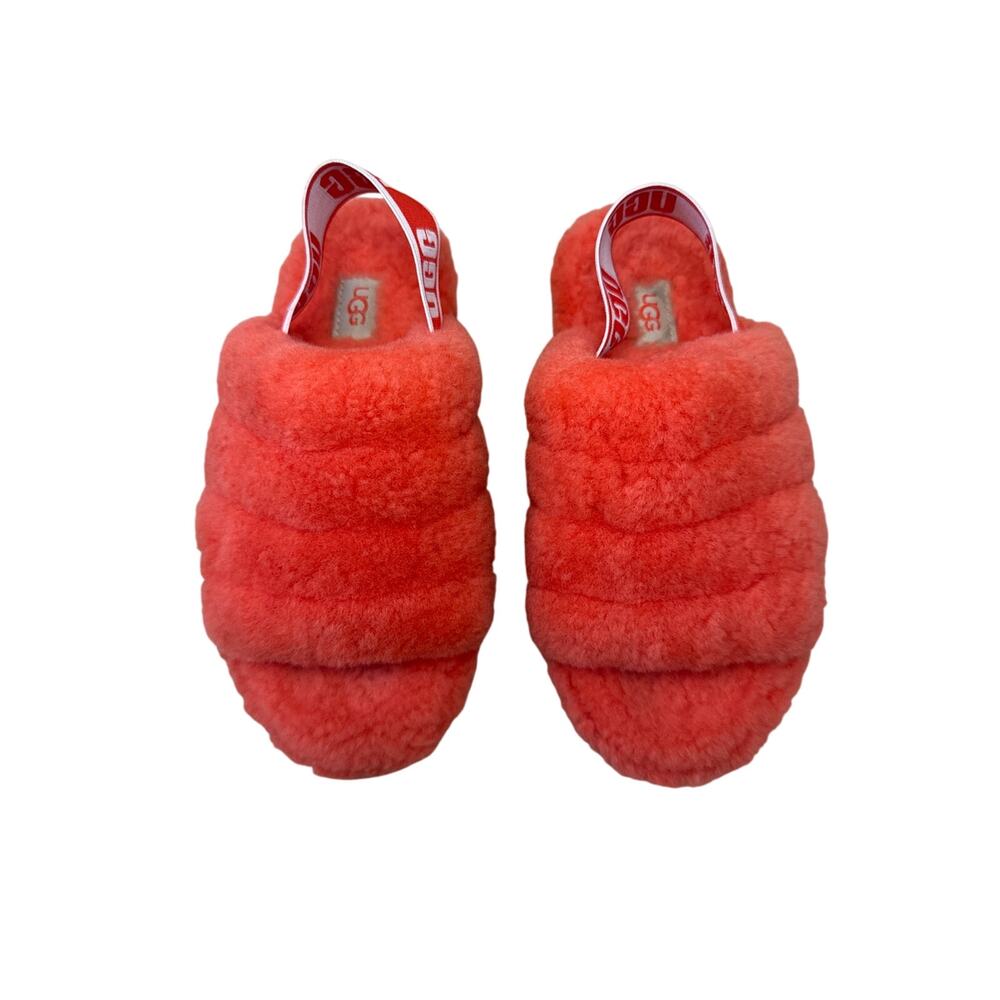 UGG Fluff Yeah Slides Neon Coral/Orange Size 6